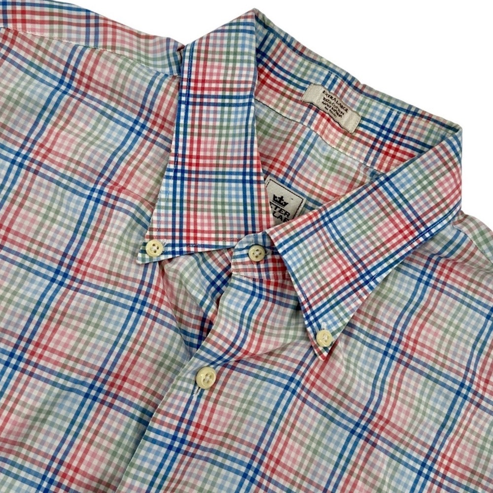 Peter Millar Button Down Shirt Extra Large XL Plaid Check Cotton‎ Menswear
